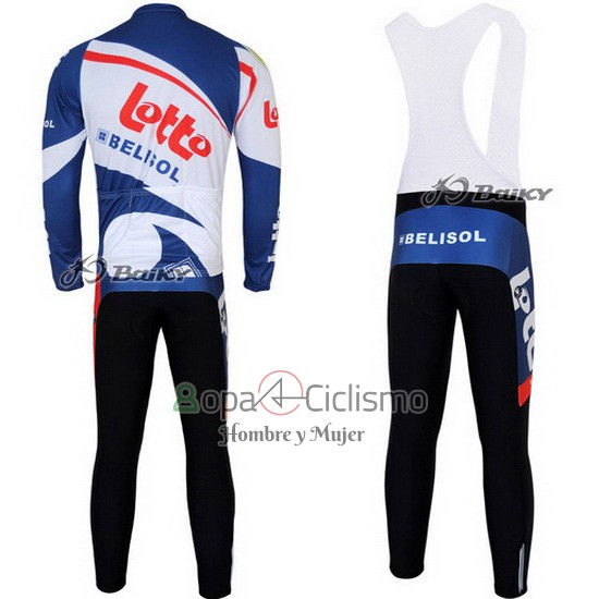 Lotto Belisol Ropa Ciclismo Culotte Largo 2012 Mangas Largas Blanco y Azul